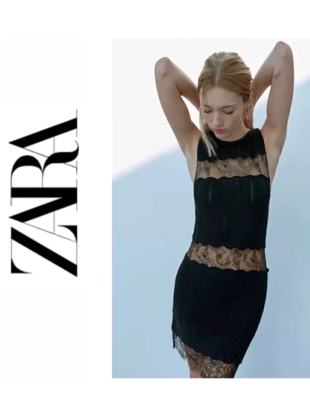NEW ZARA Black Lace Knit Dress